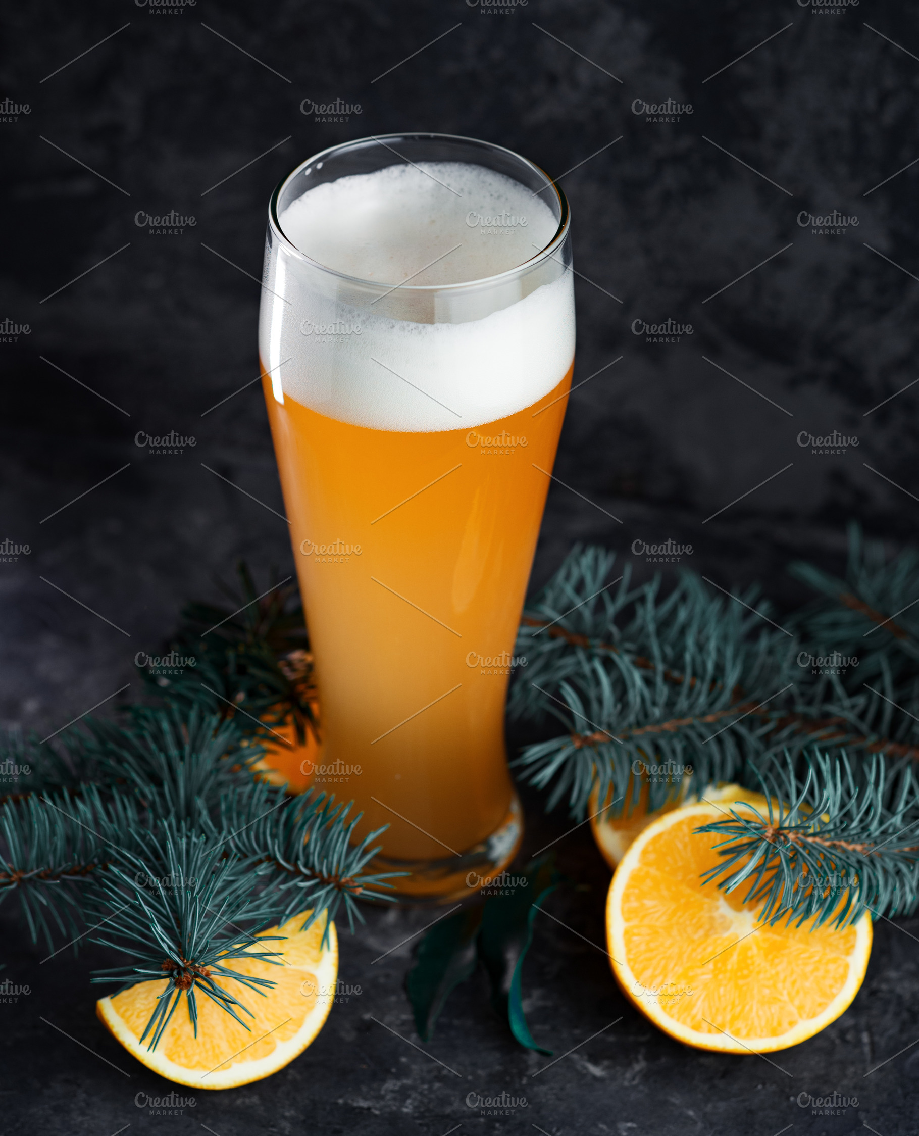 Christmas Craft Beer With Orange In High Quality Food Images Creative Market