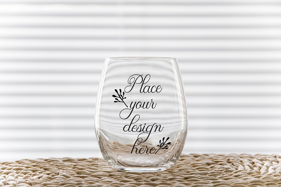 Download Stemless Wine Glass Mockup Psd Creative Photoshop Templates Creative Market