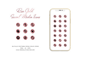 Rose Gold Social Media Icons Pre Designed Photoshop Graphics Creative Market