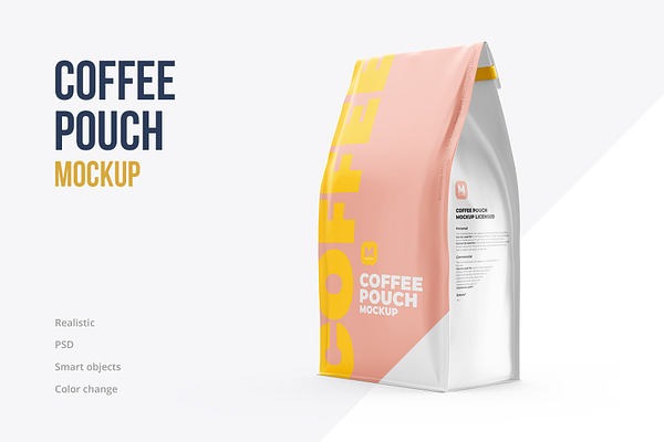 Download Coffee Pouch Mockup Half Side View Creative Photoshop Templates Creative Market PSD Mockup Templates