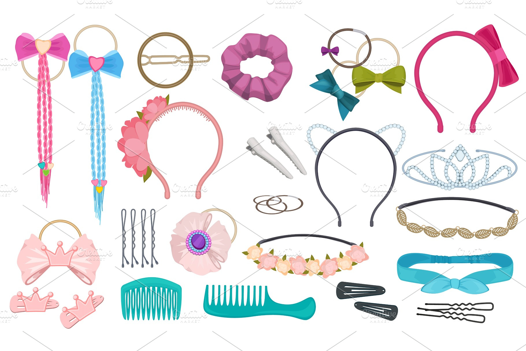 Hair accessories. Woman fashion Graphics Creative Market