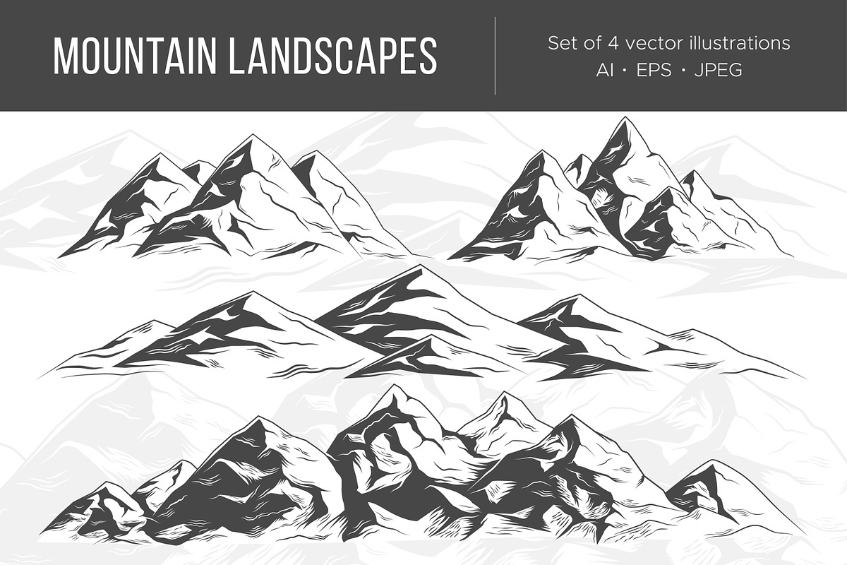 Set hills. Плакат save Mountain nature.