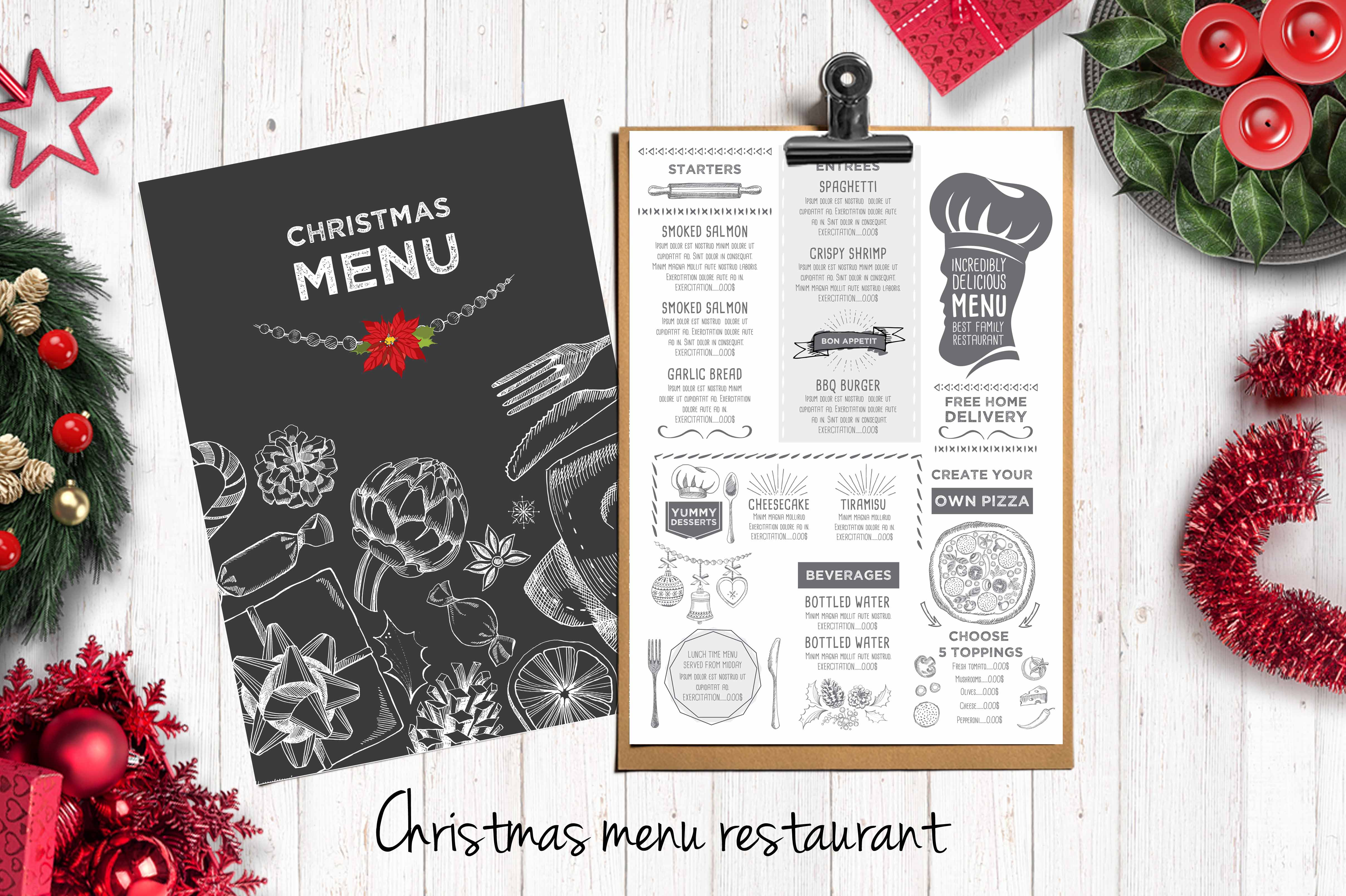 Christmas Dinner Restaurant Menu Creative Market