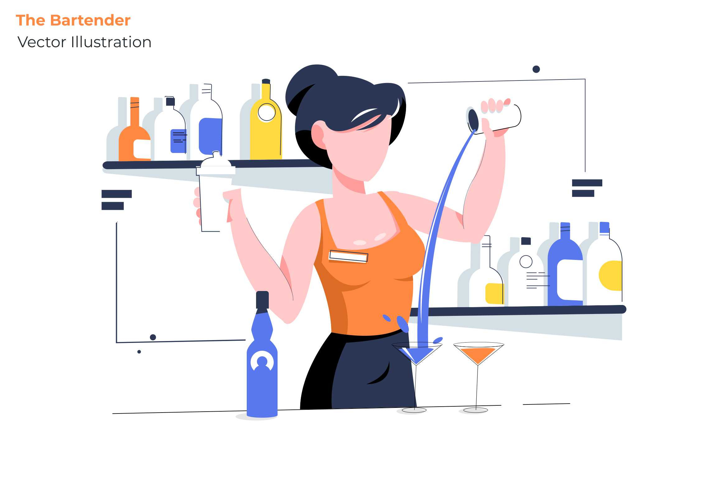 The Bartender Vector Illustration PreDesigned Illustrator Graphics