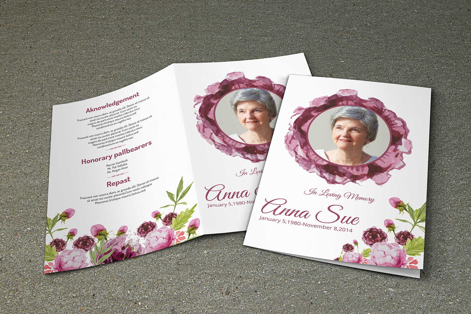 Funeral Program Template-V235 | Brochure Templates ~ Creative Market