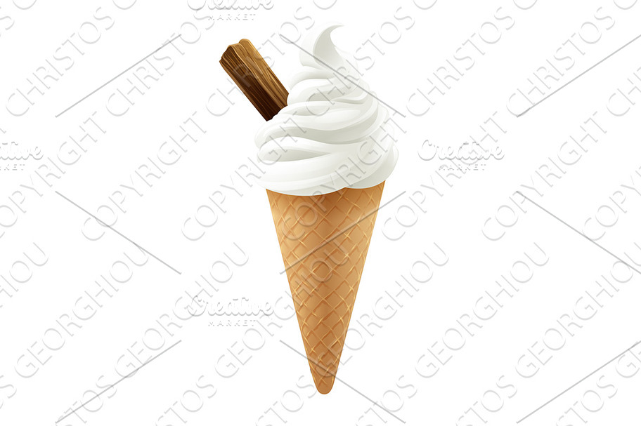 Ice Cream Cone Cartoon Illustration Pre Designed Vector Graphics Creative Market