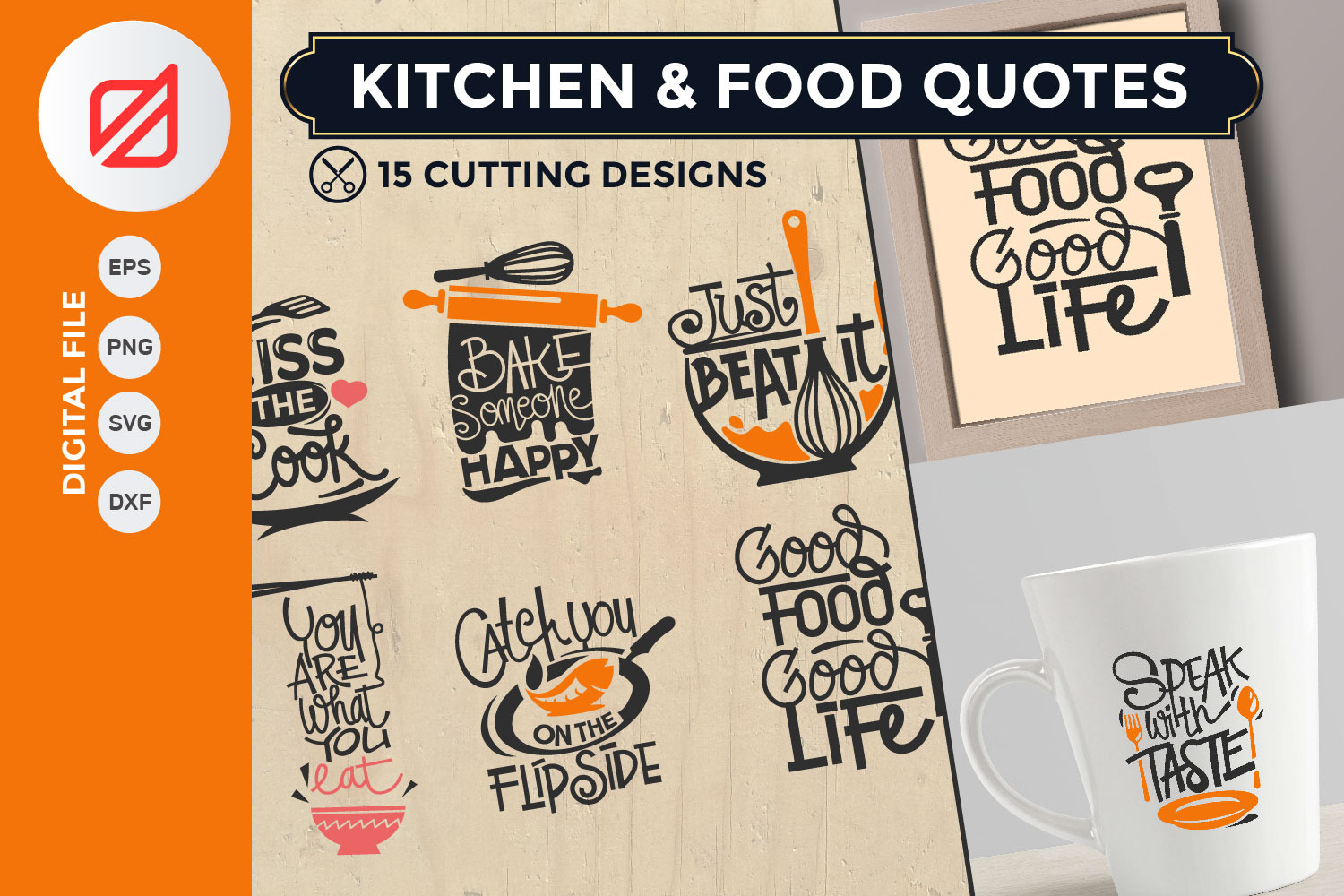 Download Kitchen And Food Quotes Cutting Svg Pre Designed Photoshop Graphics Creative Market