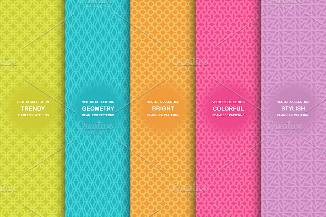 Bright colorful seamless patterns | Graphic Patterns ~ Creative Market