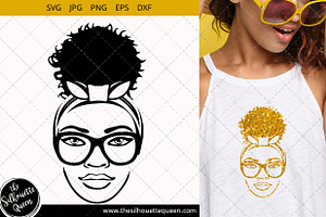 Download Black Woman Svg With Glasses Pre Designed Illustrator Graphics Creative Market