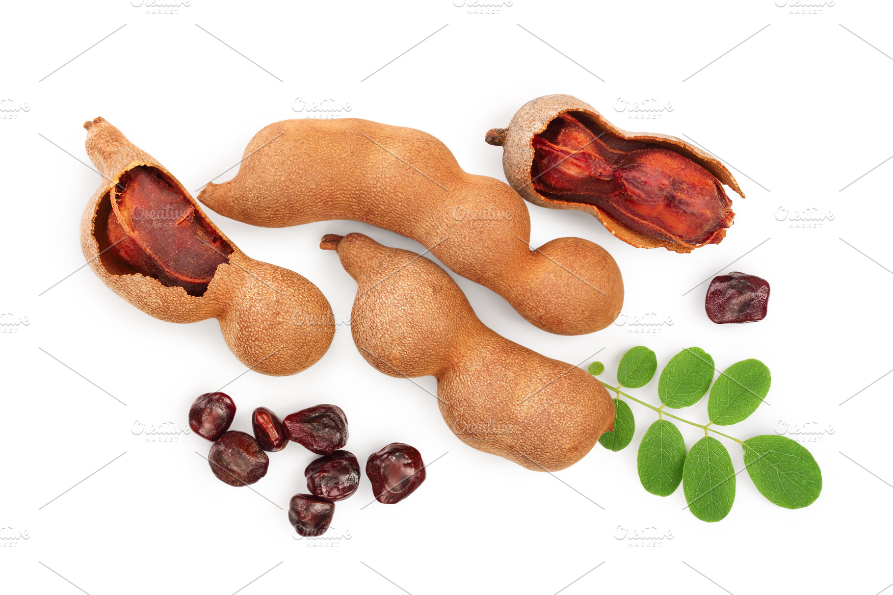 Tamarind Fruit With Leaf And Seed Stock Photo Containing Tamarind And Fruit High Quality Food Images Creative Market