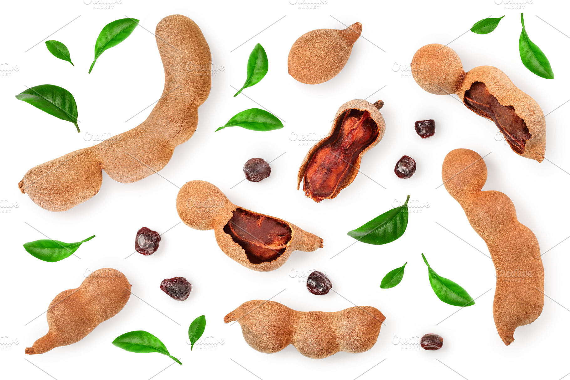 Tamarind Fruit With Leaf And Seed Containing Tamarind Fruit And Isolated High Quality Food Images Creative Market