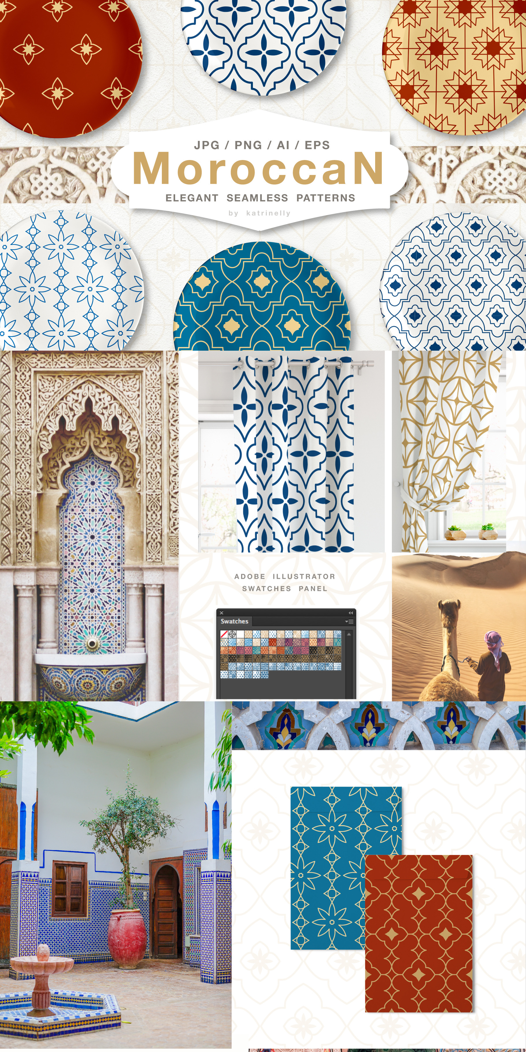 Moroccan Elegant Seamless Patterns | Pre-Designed Vector Graphics