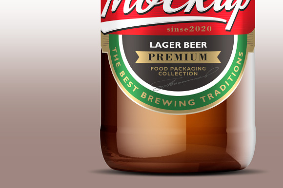 Download Amber Glass Beer Bottle Mockup 500ml Creative Photoshop Templates Creative Market