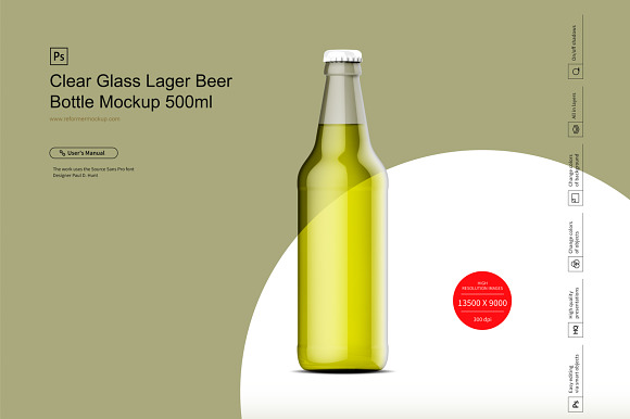 Download Clear Glass Lager Beer Bottle Mockup Creative Photoshop Templates Creative Market