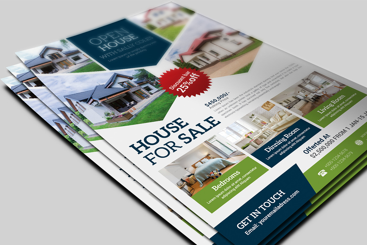 Real Estate Flyer | Creative Photoshop Templates ~ Creative Market