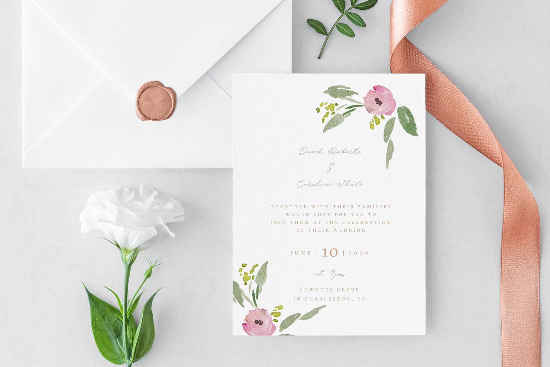 Floral-Wedding-Invitation-Suite | Creative Market