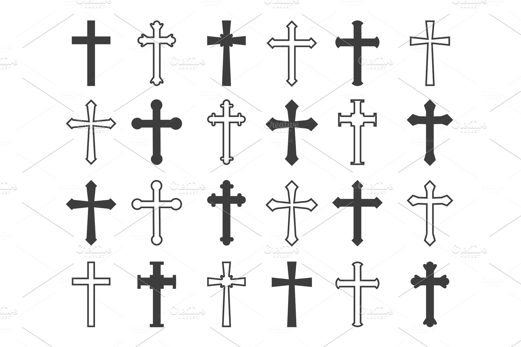 Outline Christian Crosses Pre Designed Vector Graphics Creative Market