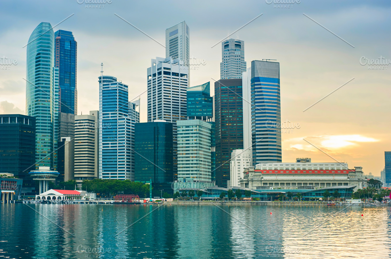 Singapore Downtown Core at sunset | High-Quality Architecture Stock ...