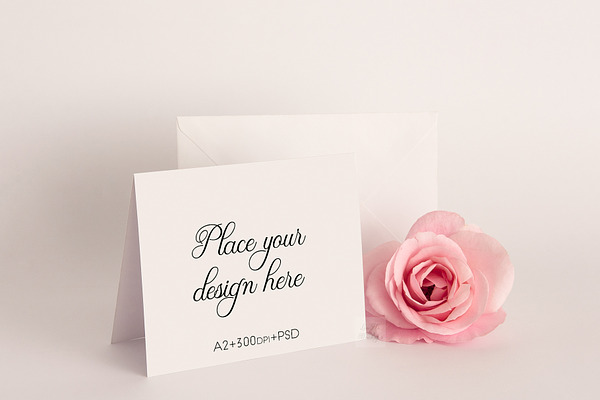 Download A2 Greeting card mockup invitation | Creative Photoshop Templates ~ Creative Market