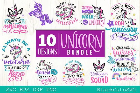 Download Unicorn Svg Bundle 10 Designs Pre Designed Illustrator Graphics Creative Market