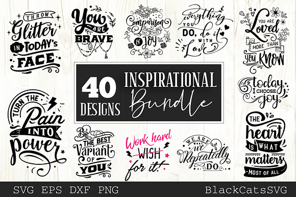 Download Inspirational Bundle Svg 40 Designs Pre Designed Illustrator Graphics Creative Market