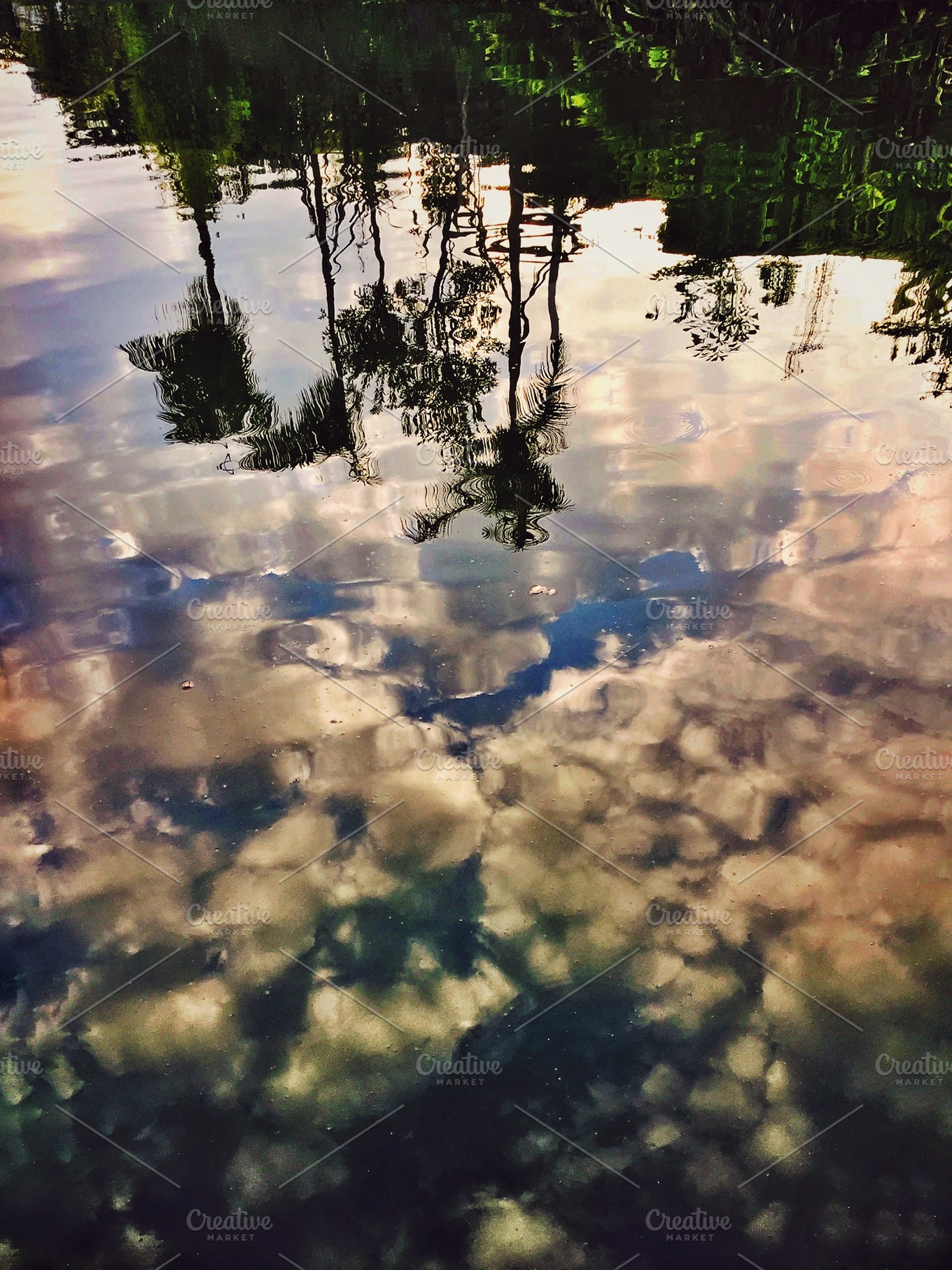 Clouds reflected in the water  High Quality Nature Stock 