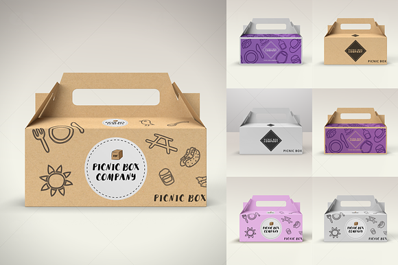 Download Gable Food Box Carrier Mockup 01 Creative Photoshop Templates Creative Market