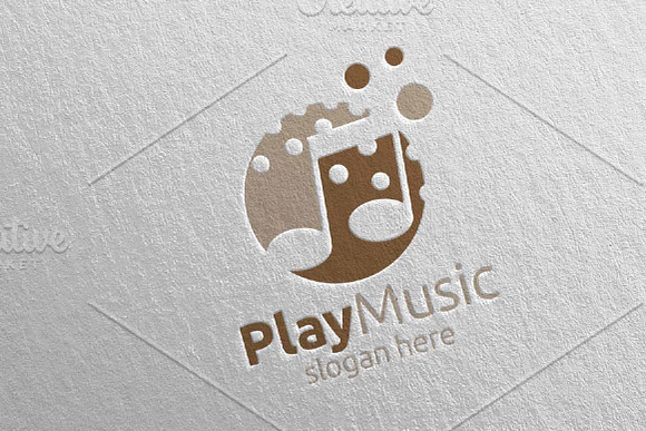 Music Logo With Note Play Concept Creative Illustrator Templates Creative Market