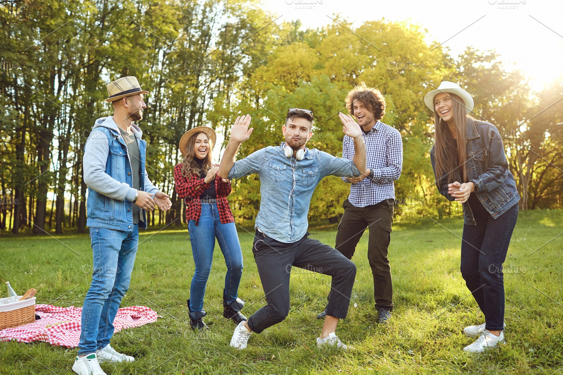 Friends have fun in the park stock photo containing friends and park |  High-Quality People Images ~ Creative Market