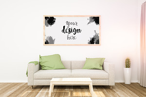 Download Frame On Living Room Mockup Creative Photoshop Templates Creative Market PSD Mockup Templates