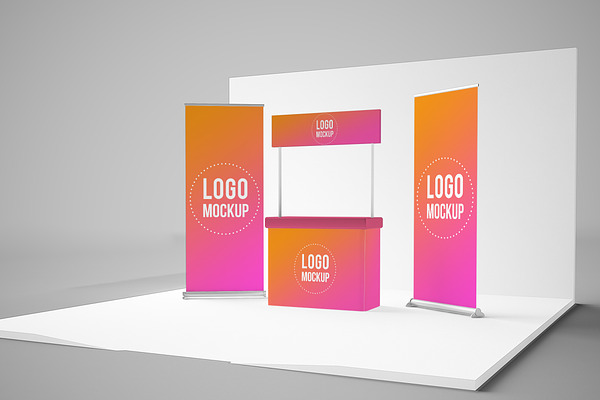 Download Exhibition Stand Mockup Creative Photoshop Templates Creative Market PSD Mockup Templates