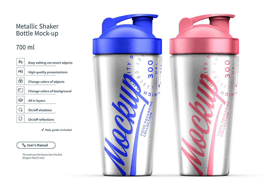 Download Two Metallic Shaker Bottle Mock Up Creative Photoshop Templates Creative Market