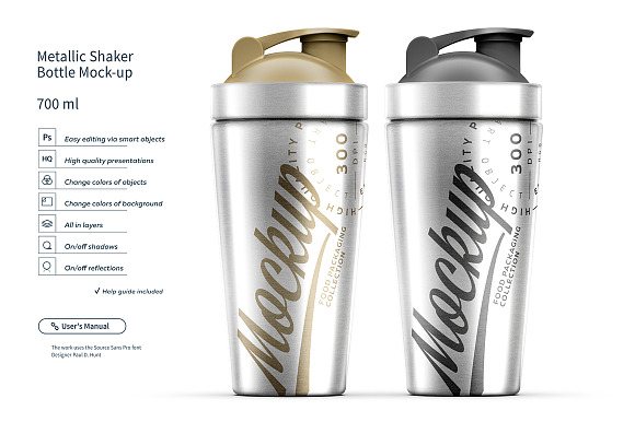 Two Shaker Bottles, Small and Big Mockup