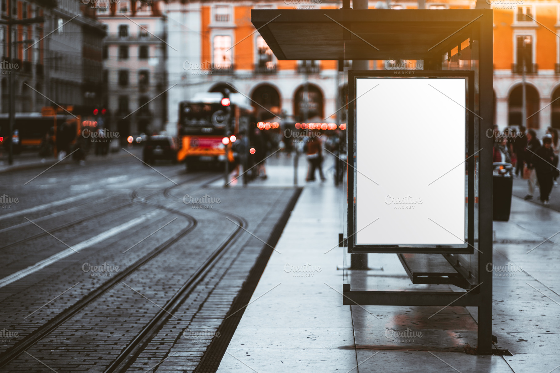 Download A Tram Stop With A Billboard Mock Up High Quality Business Images Creative Market