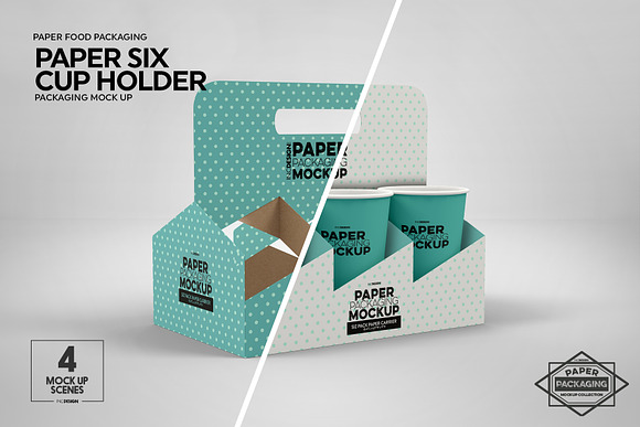 Download Paper Six Cup Carrier Holder Mockup Creative Photoshop Templates Creative Market