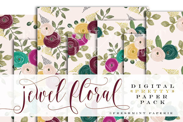 Watercolor Floral Paper Pack Custom Designed Graphics Creative Market