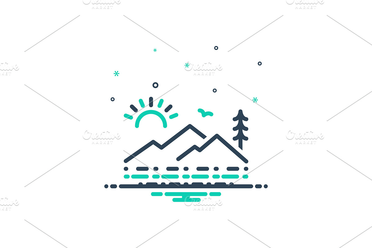 Landscape scenery icon | Pre-Designed Illustrator Graphics ~ Creative ...