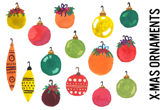 Christmas Ornaments Watercolors | Custom-Designed Illustrations