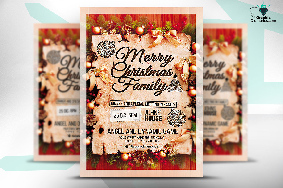 Merry Christmas Family Flyer PSD | Flyer Templates ~ Creative Market