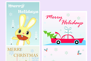 Set of 14 vector Christmas cards | Creative Illustrator Templates ~ Creative Market