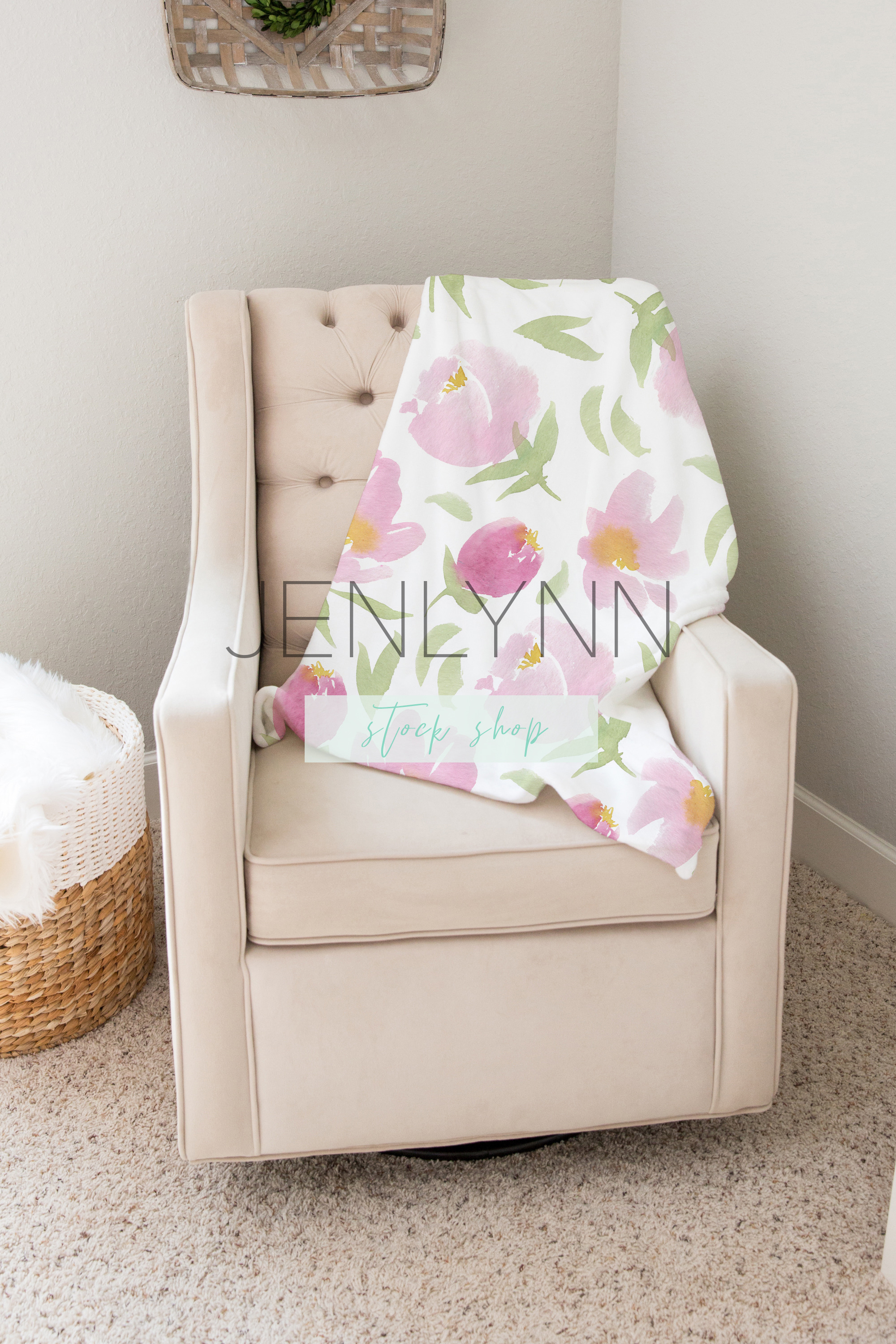 Download Minky Baby Blanket Mockup on Rocker | Creative Photoshop Templates ~ Creative Market