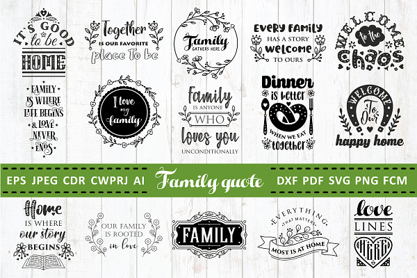 Family Quotes Svg Cut Files Bundle Pre Designed Photoshop Graphics Creative Market