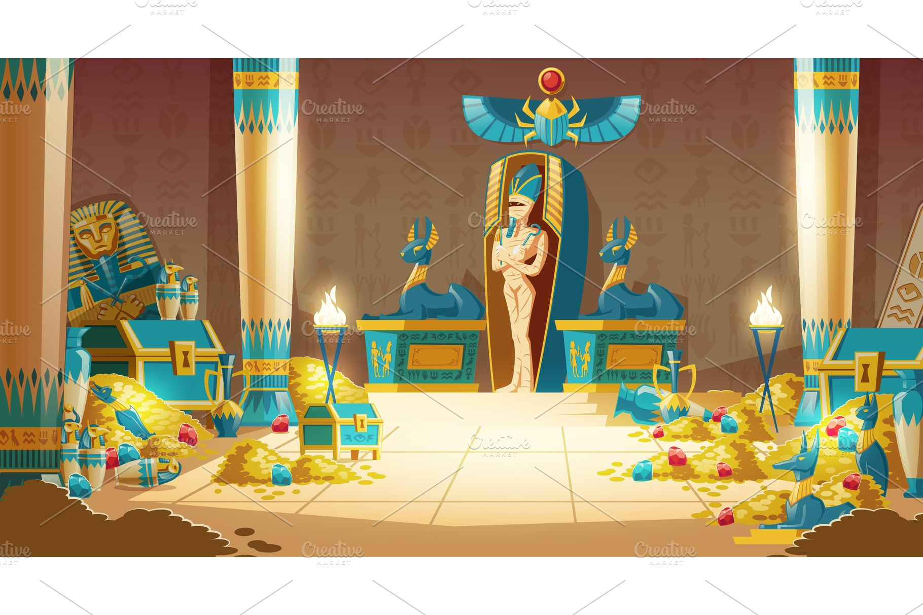 Vector cartoon Egyptian tomb - | Textures ~ Creative Market