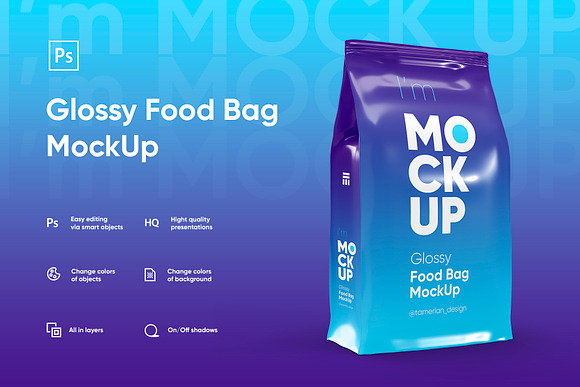 Download Glossy Food Bag Mockup Creative Photoshop Templates Creative Market