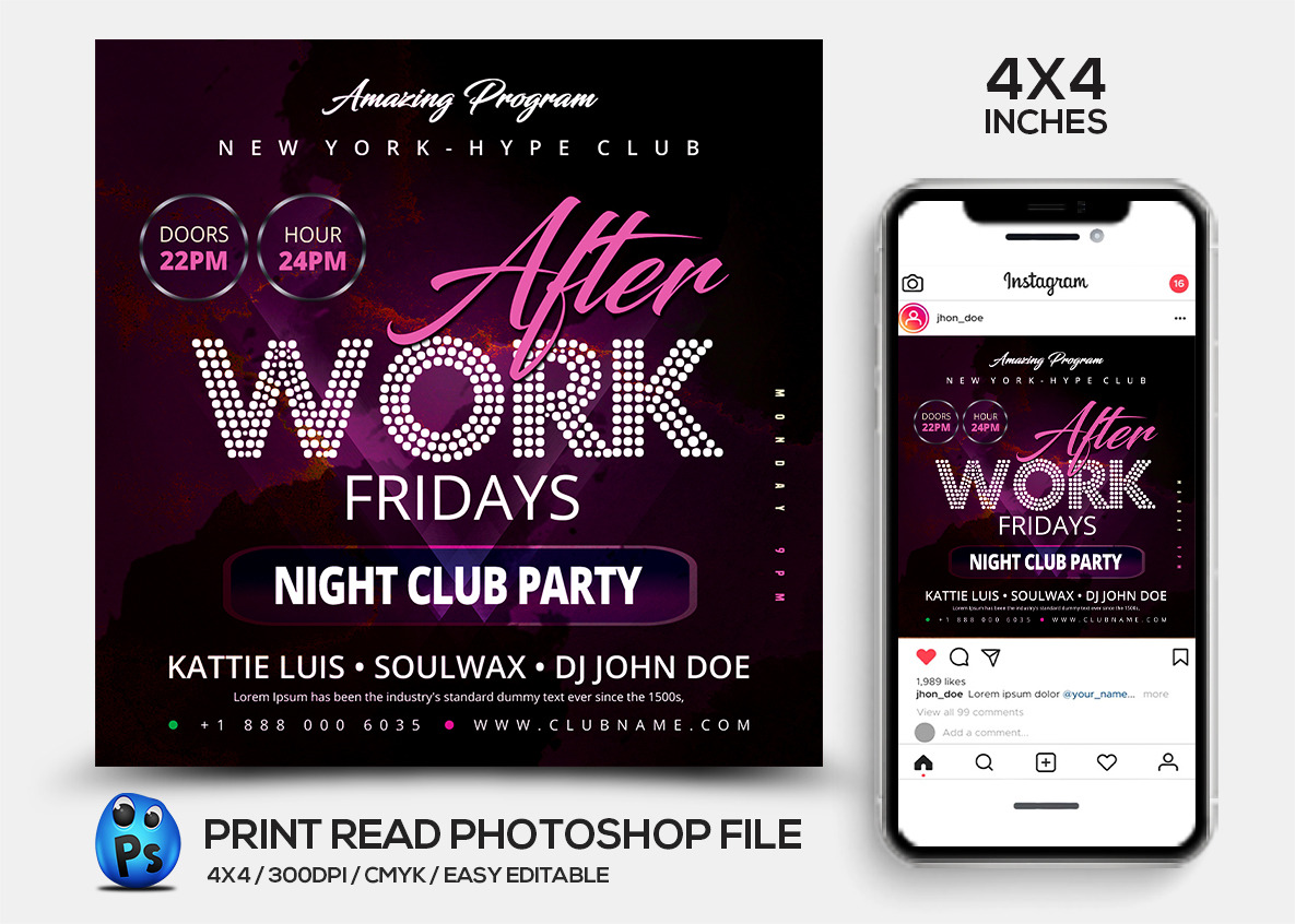 Night Club Flyer Template Creative Photoshop Templates Creative Market