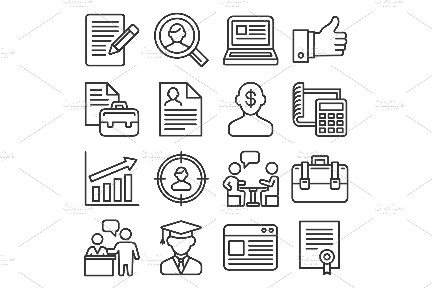 Employment and Job Resume Icons Set | Pre-Designed Vector Graphics