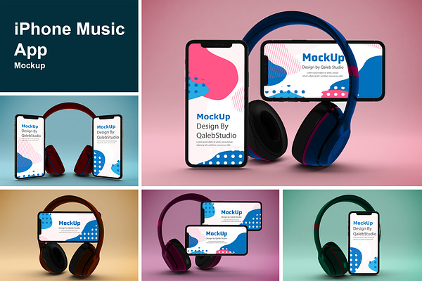 Download Abstract Iphone Music App Mockup Creative Photoshop Templates Creative Market PSD Mockup Templates