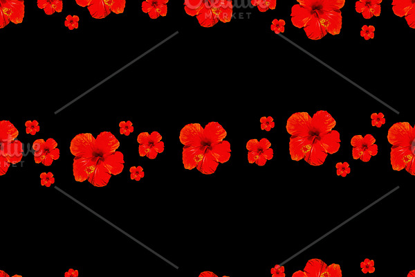 Black Background With Red Flowers De Custom Designed Graphic Patterns Creative Market