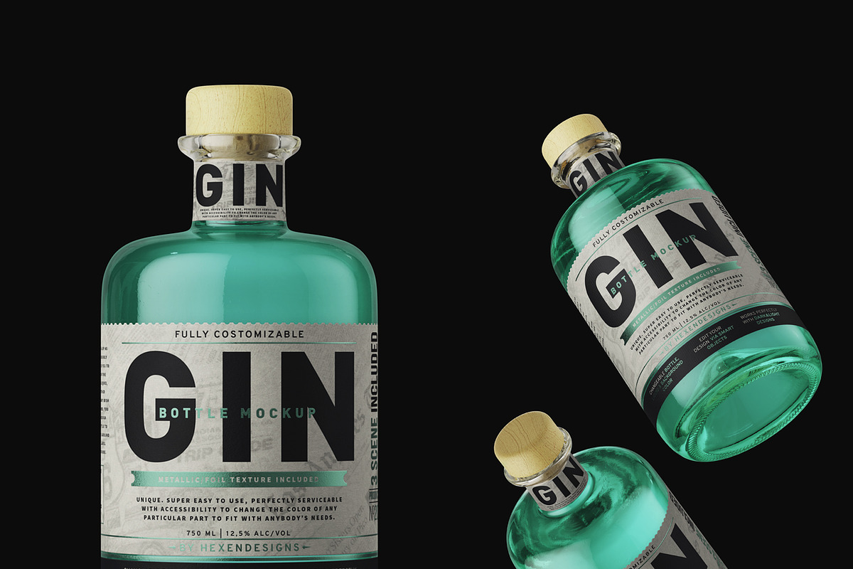 Download Gin Bottle Mockup | Creative Photoshop Templates ~ Creative Market