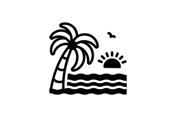 beach sea icon pre designed illustrator graphics creative market beach sea icon